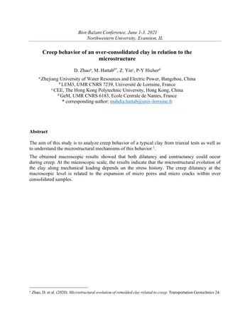 Más sobre Comportamiento de Fluencia de una Arcilla Sobreconsolidada en Relación con la Micromecánica.